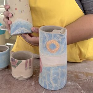 C. Sampler Class - Wheel Throw Cup + Hand Build Tea Jug : Ice Tea Dreams
